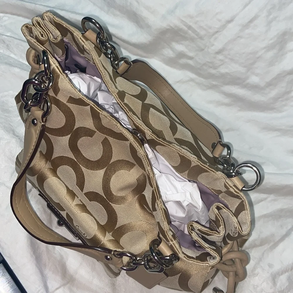 Coach Kristin 14915 OpArt Khaki Hobo Shoulder Tote